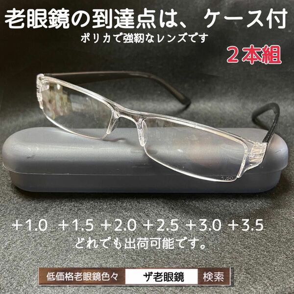 ＋1.0 ２本組　ケース付　老眼鏡　グレー　GY ネコポス　ザ老眼鏡