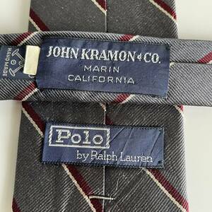 POLO by RALPH LAUREN( Polo bai Ralph Lauren ) gray bordeaux stripe necktie 