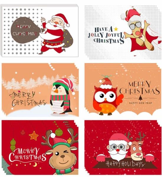 X11 クリスマスカード 6種24種類 グリーティングカードセット x2パック