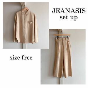 試着のみ JEANASIS シャツ ストレートパンツ 杢イエロー セットアップ