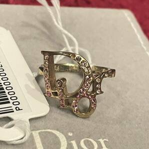 Christian Dior クリスチャンディオール ラインストーン ロゴ リング 指輪 保存袋付きの画像2