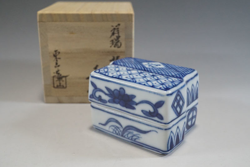 F53◇作家物香合【4点】まとめ【道八/中村翠嵐/東山】染付山水図香合