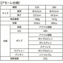 【日本製 】アモーレ520★Dayシリーズ ソープディスペンサー 520ml/ブラック★最後までスムーズに使える！特許出願中の先端スクリュー_画像6