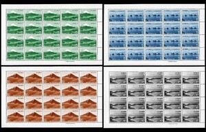 第２次国立公園　富士箱根伊豆国立公園　４種各シート （未使用NH）　★４枚とも左辺耳紙に目打ちのないタイプ