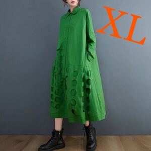  One-piece long One-piece maxi height dress shirt One-piece Maxi-length dress mode body type cover maternity green green XL