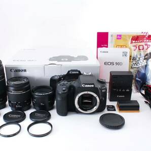 保証付き☆ Canon EOS 90D デジタル一眼レフ Wi-Fi Bluetooth搭載 ☆ EF50mm / EF28-80㎜/EF 75-300mm F4-5.6 III USMトリプルレンズセットの画像1