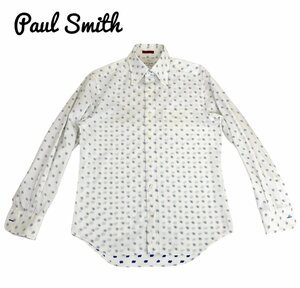 中古 ポールスミス Paul Smith 長袖 ボタンダウン シャツ 幾何学模様 総柄 メンズ Mサイズ