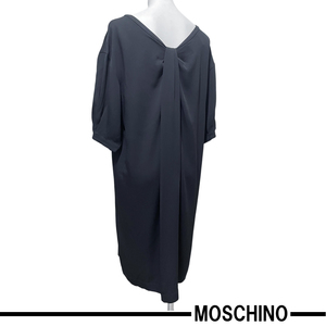 新品モスキーノMOSCHINO半袖ゆったりきちんとワンピース黒#40★