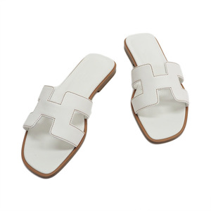  Hermes Ora n white H021056Z lady's leather sandals 34(21.5cm) HERMES unused used 