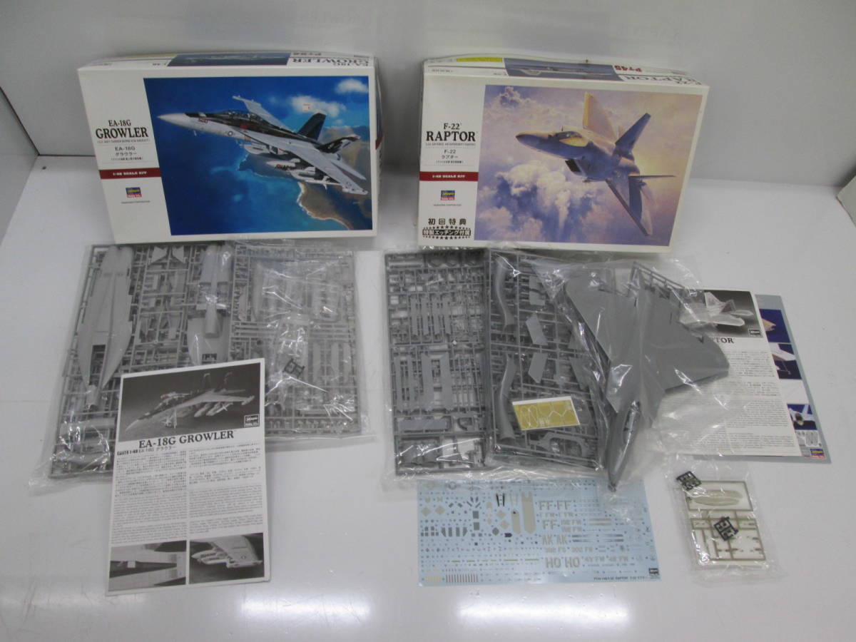 T0616-14A/ 未組立 ハセガワ 1/48 EA-18G グラウアー / F-22 ラプター