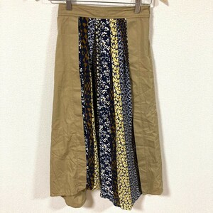 H3021NL NATURAL BEAUTY BASIC Natural Beauty Basic size XS long skirt floral print beige lady's pleated skirt 