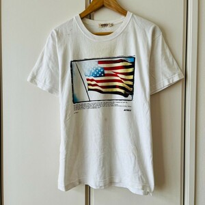 H3274cu AVIREX アヴィレックス Tシャツ メンズ サイズM ホワイト プリント 綿100％ アビレックス 半袖 星条旗 アメリカ国旗