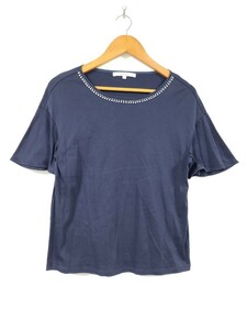 H3199JL dix-sept ディセット サイズ40 (L位) 半袖カットソー Tシャツ コットンTシャツ 綿100% ビーズ パール きれいめ レディース 