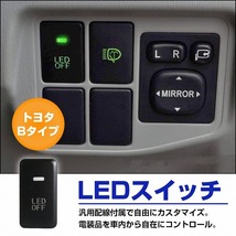 トヨタBタイプ コペン L880K H14.5～ LEDカラー：グリーン/緑 ON/OFFスイッチ 増設 USBスイッチホールカバー 電源スイッチ オルタネイト式_画像2