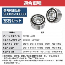 【2個セット】 リア ハブベアリング SV20 SV21 SV25 CV20 SV35 CV433 SV43 カムリ ビスタ リヤ 左右セット 9036938003_画像5