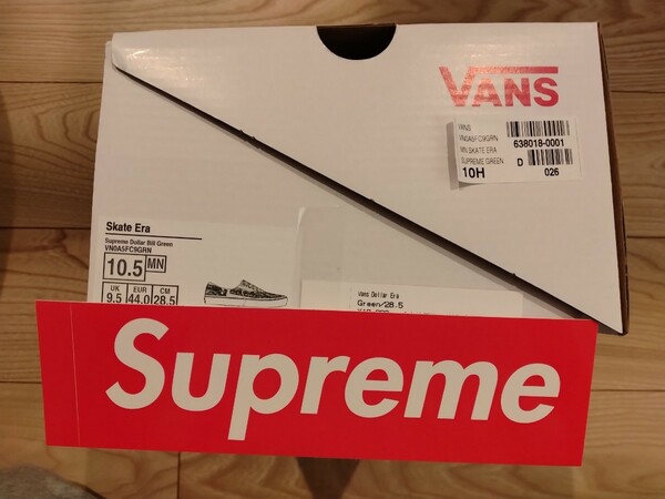 即決 送料無料 Supreme シュプリーム 23SS Vans バンズ Dollar Era エラ グリーン 緑 US10.5 28.5cm 国内正規品 新品未使用 ステッカー付き