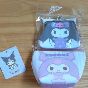 クロミ　KUROMI SANRIO　サンリオ　ミニ舟形ポーチ　がまぐちボールチェーン　両面印刷　