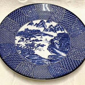 12154/印判 風景画 大皿 盛皿 勢州 和食器の画像1