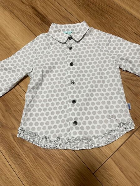 hakka kids ハッカキッズ 長袖シャツ ドット サイズ100 フリル 水玉