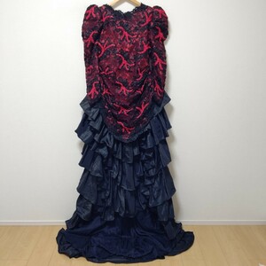 【SOIR MARIEE】東京 ソワール ウェディング カラー ドレス お色直し プリンセス 赤 黒 フリル 結婚式 パーティー レディース 9号/52jt 