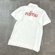 極美品 激レア 入手困難 富士通 FUJITSU ビッグロゴ 鹿子 半袖 ポロシャツ メンズ SSサイズ ホワイト レッド 非売品_画像1