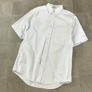 美品 L.L.Bean エルエルビーン ストライプ 半袖 ボタンダウンシャツ メンズ 15-33サイズ ML相当 ブルー ホワイト