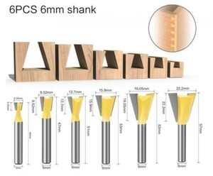 Mz259★お得な6本セット★ジョイント加工の6ｍｍシャンク木工用ルータービット 6本セット★フライスカッター