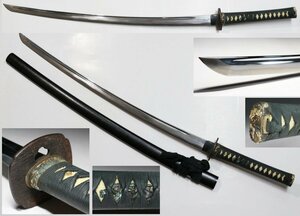 ◆武具・模造刀・全長99㌢・太刀・居合刀・稽古刀・居合稽古・鞘・柄巻・目貫・縁頭・鍔・切羽 ・刀剣・日本刀・収納バック◆aa717