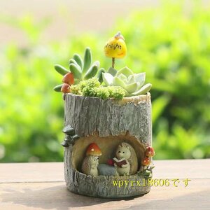 ハリネズミ-可愛い 動物 植木鉢 プランターデザイン小物 フラワーポット DIY 飾り おしゃれ 多肉植物 寄せ植え 鉢 収納スタンドにも