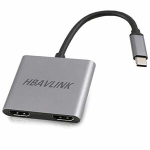 @ HBAVLINK Type C マルチディスプレイアダプタType-cからデュアルhdmiへのアダプター hdmi 拡張器 2画面出力