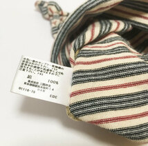 バーバリー / BURBERRY 幼児用帽子　赤黒ボーダー柄　ベージュ生地　ロゴ刺繍　サイズ44～46　日本製【5902】_画像9