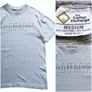 USA製 90's the cotton exchange コットンエクスチェンジ ヴィンテージ Tシャツ 霜降りグレー ヘヴィーウェイト シングルステッチ カレッジ