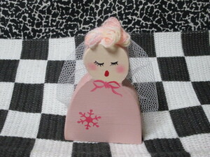* wooden wedding bride pink doll wedding veil mascot France new goods beautiful goods 