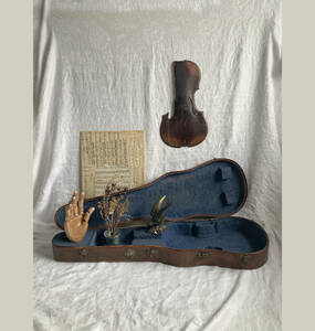 フランス 19世紀後期 バイオリン ケース VIOLIN 残欠 楽譜 ボックス 楽器 トランク ディスプレイ 什器 オブジェ 箱 骨董 美術 アンティーク