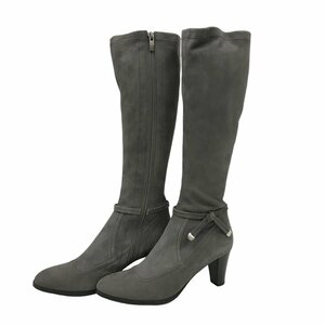 23-2269 [ unused goods ]fre ska long boots high heel boots shoes fastener attaching suede grey series gray 24cm for women lady's 