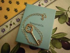  Tiffany genuine article gold Gold K18YG clover K18 18 gold gold key clover key key diamond diamond necklace book@Tiffany&Co