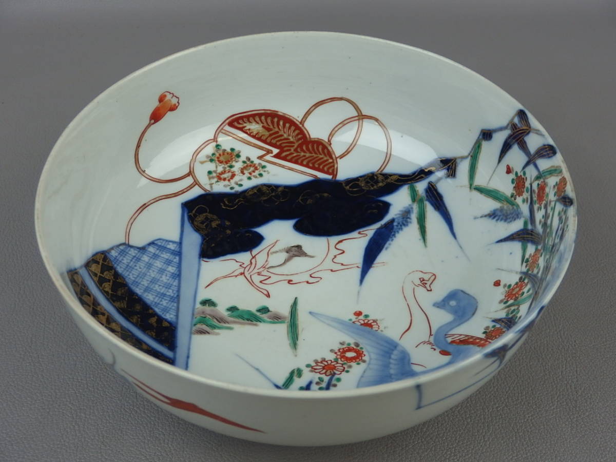 特価ブランド - 古伊万里 色絵金彩 輪花大鉢 深鉢 鳥魚貝之図 - 大手