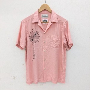 WACKO MARIA WOLF*S HEAD Wacko Maria . collar open color short sleeves shirt M 15ss pink ... thread print rayon 