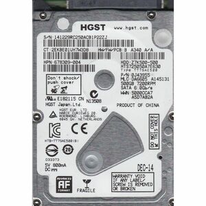 hts725050?a7e630,PN 0j43955,MLC da6605,Hitachi 500?GB SATA 2.5 твердый Drive 