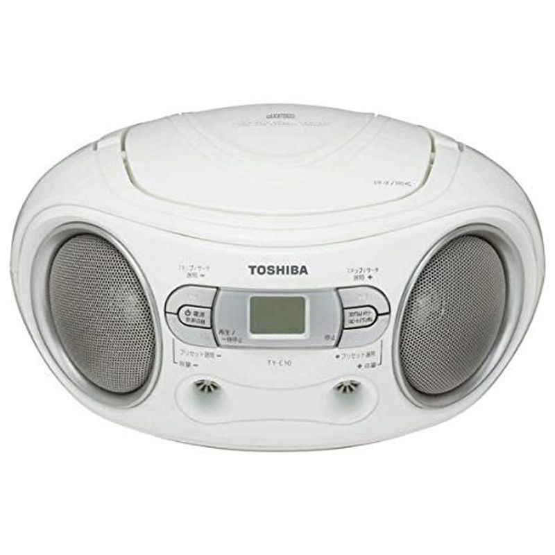 ○ 東芝 CDラジオ ホワイト TY-C10(W)(中古品) CD5枚/イヤホン付き