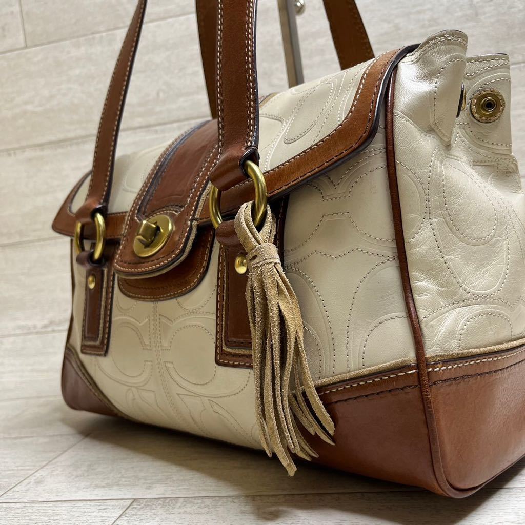 おしゃれ】 - 美品 COACH スワッガー ターンロック シボ革 2way