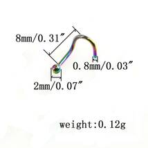 1個 20G カラー ステンレス ボール 鼻ピアス スパイラル_画像3