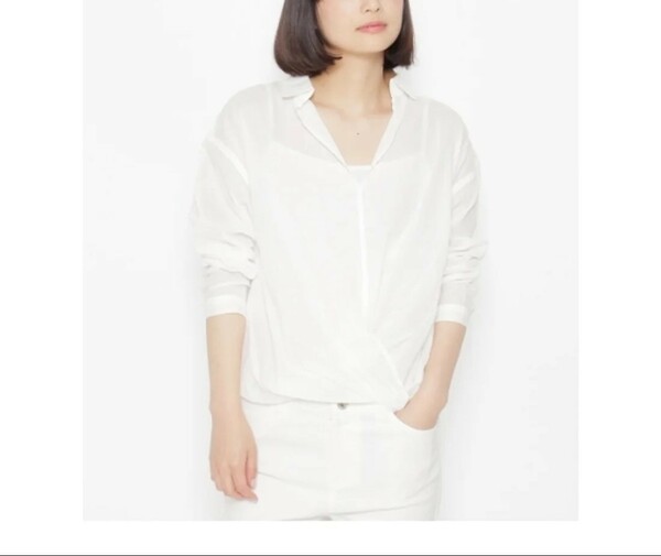 ラスト　新品 　pink adobe　カシュクールスキッパーシャツ オフホワイト(003)　38(M)　定価2190円