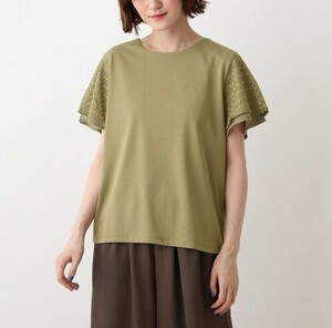 新品　SHOO・LA・RUE/DRESKIP 重ねフリル袖Tシャツ カーキ(027) 03(L) 定価2198円