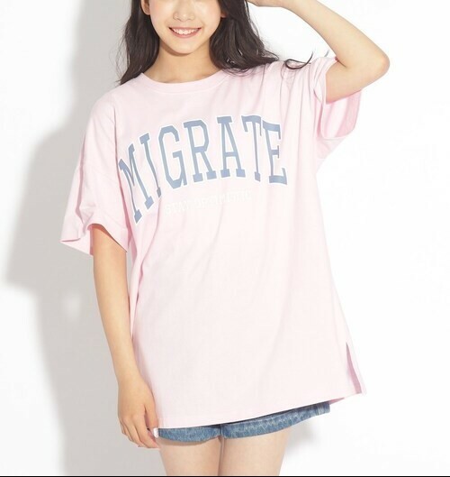 新品　PINK-latte カレッジロゴBIGTシャツワンピース ベビーピンク(071) 16(160cm)　定価2189円