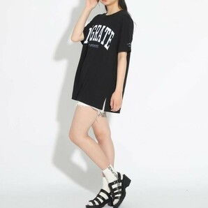 新品 PINK-latte カレッジロゴBIGTシャツワンピース ブラック(019) 14(140cm) 定価2189円の画像7