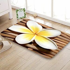 50×80/ plumeria / mat entranceway kitchen rug / Hawaii Hawaiian burr Asian hibiscus sea hula dance flower Brown tea color white 