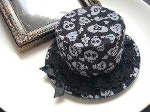  skull pattern hat hair ornament lady's hair - accessory black race hat head dress C