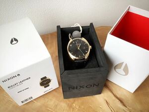 【NIXON】BULLET LEATHER　A473-513　ゴールド×ブラック　腕時計　電池交換済み