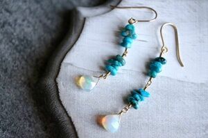 K14GF earrings 2070echio Piaa opal * turquoise natural stone * Power Stone earrings 